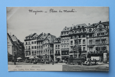 Ansichtskarte AK Mainz 1900 Mayence Marktplatz Marktstände Geschäfte Litfaßsäule Architektur Ortsansicht Rheinland Pfalz